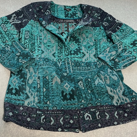 Susan Graver Artisan Jacket Size 14 Boho Carpet Mature Grunge Festival Artsy - Picture 13 of 13